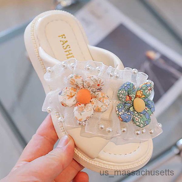 

slipper girls sandals summer floar open toe slide non-slip children home slippers kids girls spring cute beach slippers shoe, Black;grey