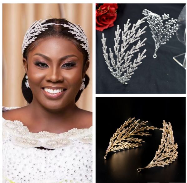 

original design by internet celebrity: bridal wedding dress headwear with sparkling rhinestone embellishments, luxurious crystal wedding dre, Silver