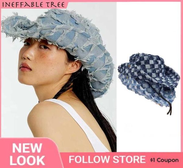 

beanieskull caps y2k women men western cowboy hat lady summer denim with windproof rope sombrero hombre beach cowgirl jazz sun go4636991, Blue;gray