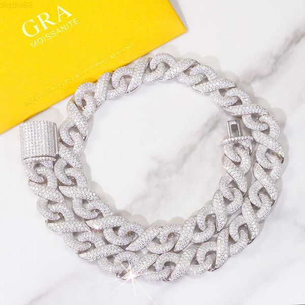 

fashion design 13mm wide iced out moissanite diamond cuban 925 solid silver rapper necklace hip hop cuban link chain