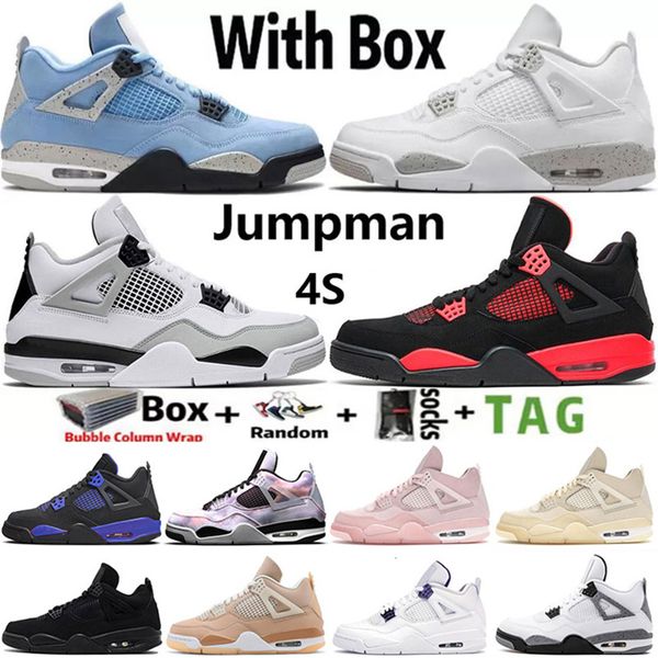 

2023 with box jumpman 4 4s basketball shoes mens og craft midnight navy university blue military black red thunder sail white oreo black cat, White;red