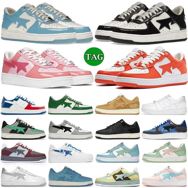 

designer casual shoes low men sneakers patent leather black white red blue camouflage skateboarding jogging sports star trainers 36-45