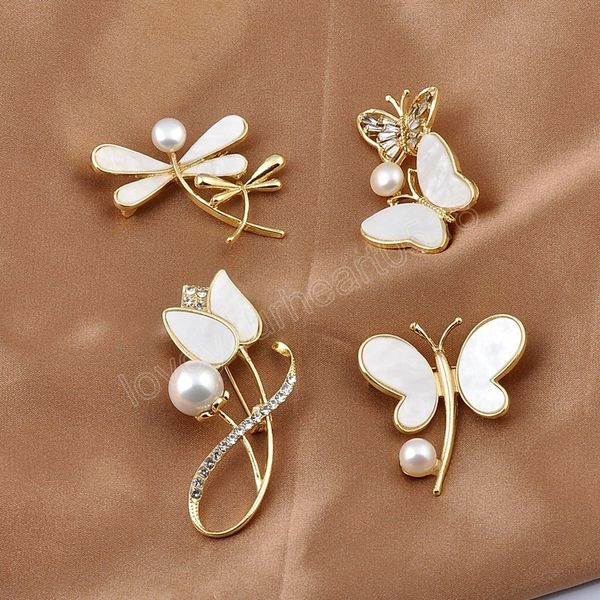 

white butterfly brooch for women charm pearl rhinestone animal brooches wedding party jewelry gifts clothing accessories, Gray
