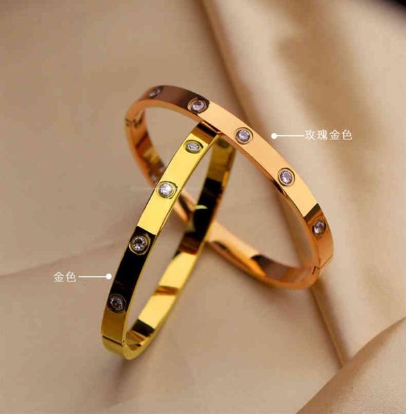 

light luxury diamond inlaid highlevel feeling bracelet imitation 18k gold opening extremely simple wind net red ins fashion women5882012, Black