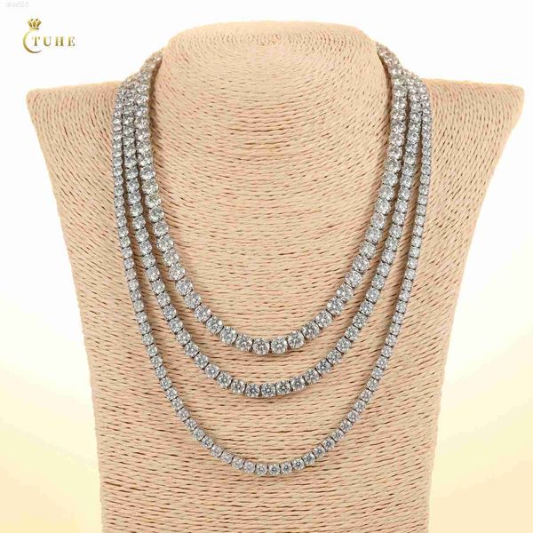 

women gift pass diamond tester vvs moissanite diamond silver cluster tennis chain necklace with gra certificate