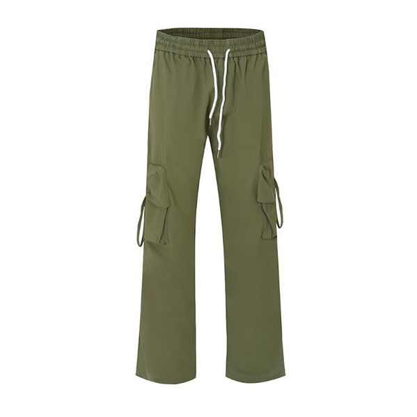 

streetwear baggy drawstring cargo pants men's straight trousers, Black;brown