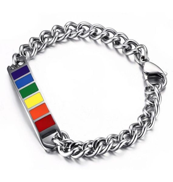 

stainless steel and enamel rainbow lgbt charm tennis bracelet for gay and lesbian couples4643121, Black