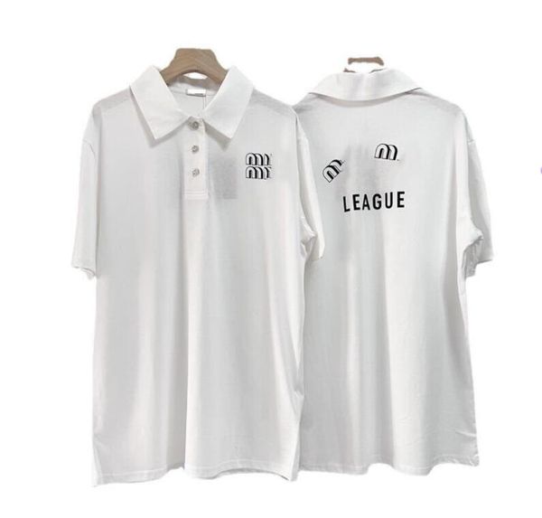 

women's tees luxury t-shirt designer casual shirt mius letter printed diamond buckle polo t-shirt short sleeves tshirt high-quality cot, White