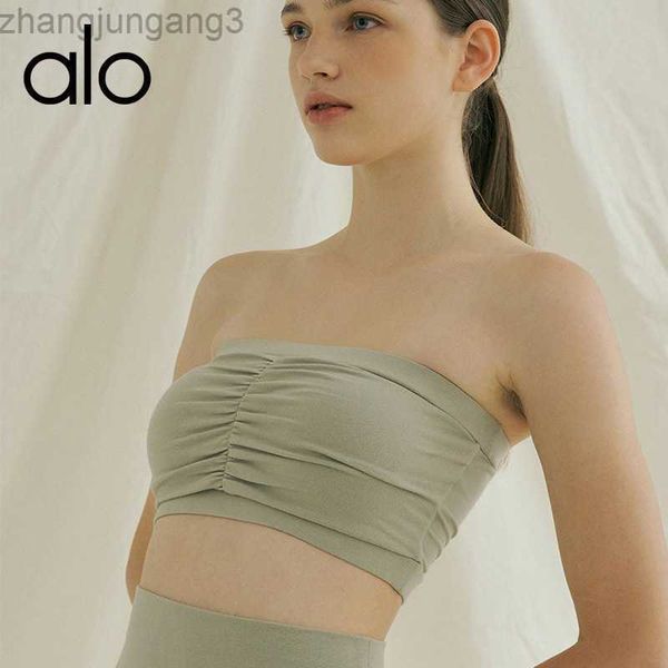 

desginer alo yoga 2023 new bra sports fitness vest bra strapless bra pad integrated dance, White