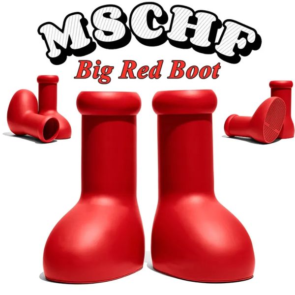 

2023 designer mschf men women rain boots big red boot eve rubber astro boy reps over the knee booties cartoon shoes thick bottom