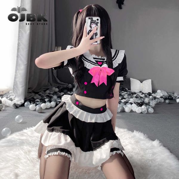 

set costumes maid uniform role play dress anime cosplay temptation suit women lingerie exotic black pink cute skirts 230426, Red;black