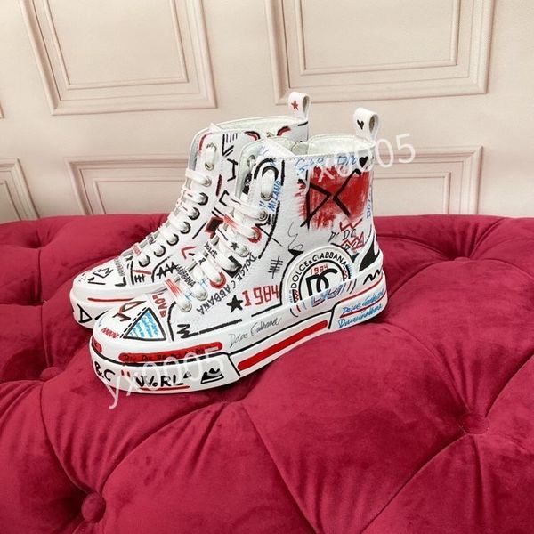 

new brand designer mens casual shoes white black sneakers leather trainer printed platform trainers shoes