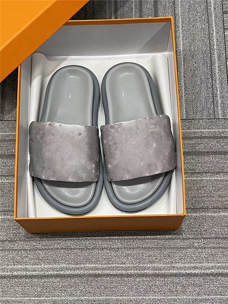 

designer luxury rubber sandals waterfront line by the pool jumbo flatform mule shoe silver embossed lambskin flat mule with box, Black