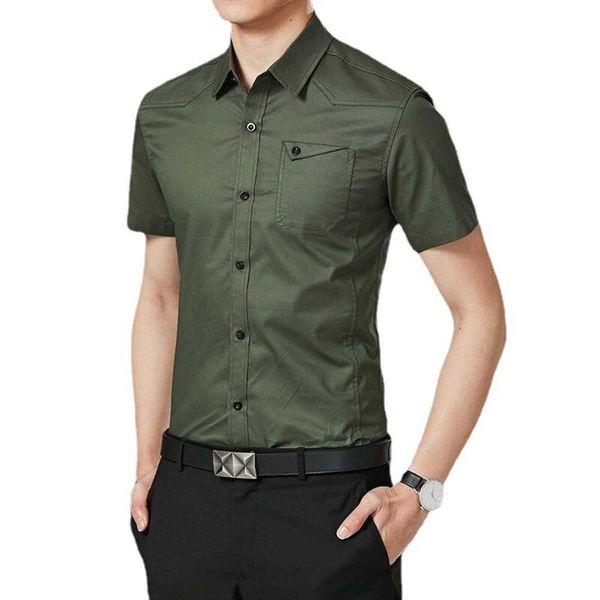 

men's casual shirts short sleeved shirt, men's pure cotton shirt, new summer military uniform, solid color, inch shirtorcd, White;black