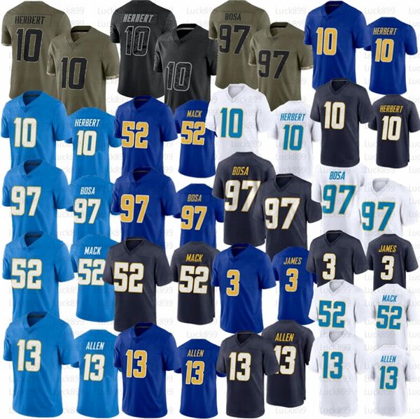 

2023 justin herbert football jerseys keenan allen joey bosa austin ekeler khalil mack derwin james jr, Black;red