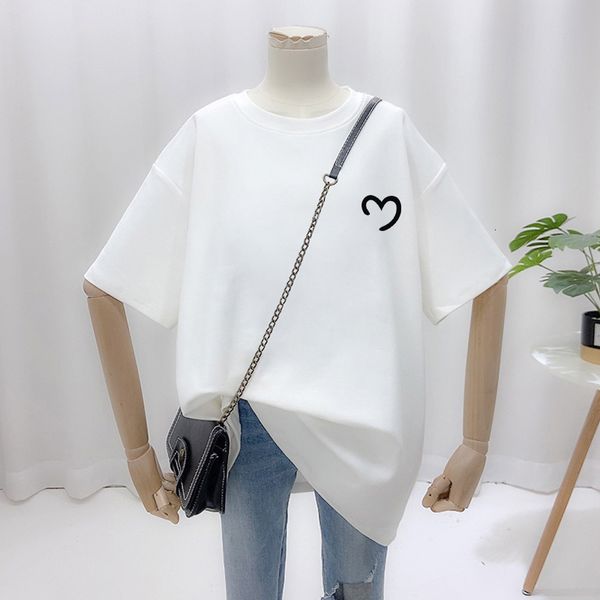 

women's plus size tshirt oversized shirts 100 cotton shirt summer op ees heart printed o neck l6xl short sleeve shirt women 230506, Black