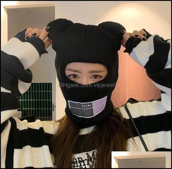 

beanieskl caps hats hats scarves gloves fashion accessories bear ears clava ladies 1 hole ski mask handmade crochet fl face wooly4485789, Blue;gray