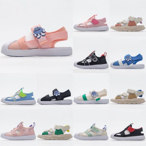 

kids closed toe summer slide sandals sport swim slipper shoes boys girls outdoor walking sneakers children toddler black pink trainers kid y, Black;red