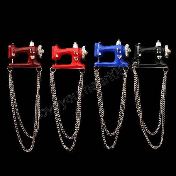 

creative sewing machine brooch for women men fashion long tassel chain lapel pin collar suit scarf brooches accessories, Gray