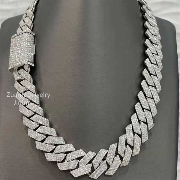 

customized 24mm width 4row heavy 500g iced out jewelry bust down moissanite diamonds cuban link, Silver