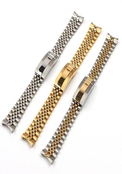 

watch bands 20mm silver gold stainless steel watchband replace for strap datejust band submarine wristband accessories for men2532316, Black;brown