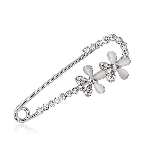 

crystal flower corsage brooch pin fashion women crystal scarf buckle pins jewelry gift, Gray