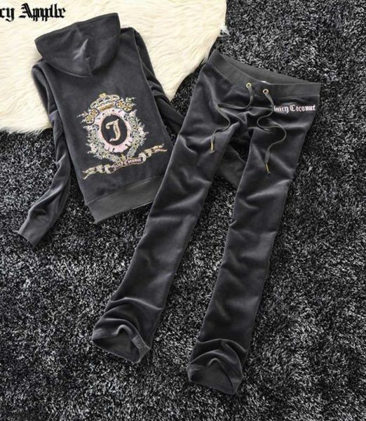 

pants juicy apple tracksuit woman set zipper hoodie sport pants lady suits 2 piece sets womens outfits streetwear casual spring autumn556, Gray