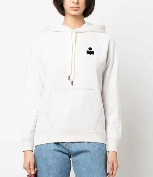 

isabel marant designer sweatshirt fashion new letter flocking printed hooded sweatshirt women casual long-sleeved sweater, Black