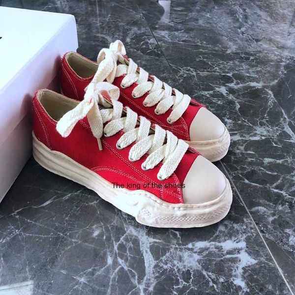 

athletic shoes casual dissolve sole canvas washed style mmy men mihara women's sneakers vintage lace-up yasuhiro red solid men's s