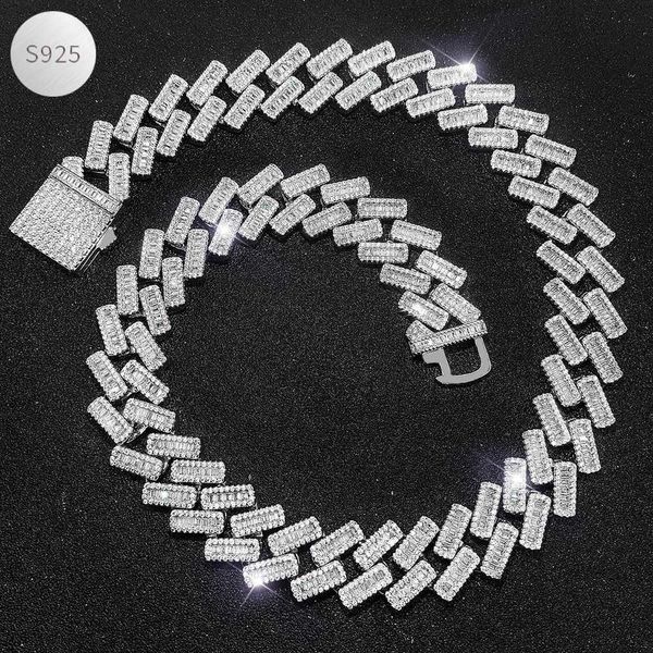 

hip hop 925 sterling silver cuban necklace diamond iced out men necklace