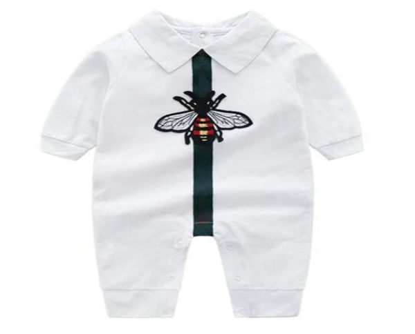

design newborn baby boy girl romper little bee white dark blue cotton jumpsuits lapels long sleeved infant toddler clothes9315591