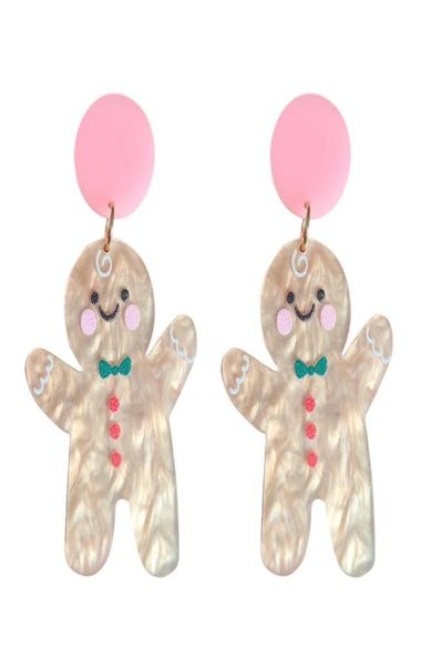 

new christmas gingerbread man drop earring for women trendy jewelry acrylic earrings fashion girl039s cute accessories9913435, Silver