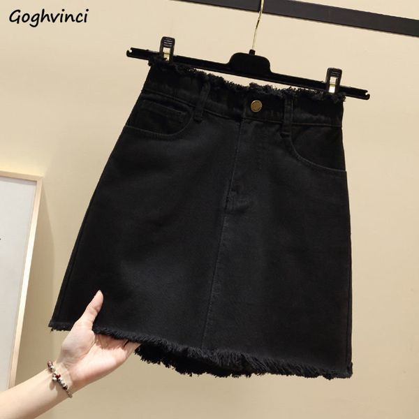 

skirts tassel women denim high waist summer arrival korean style allmatch casual aline clothing aesthetic harajuku 230506, Black
