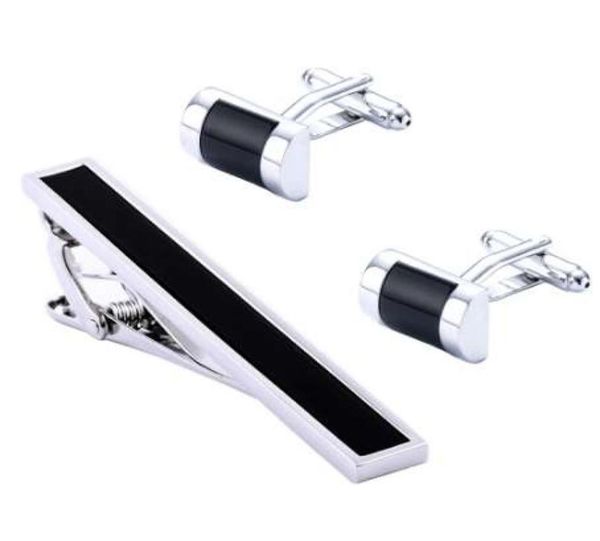 

luxury vagula tie clip cufflinks set tie pin cuff links set whole tie bar link set 536082598, Silver