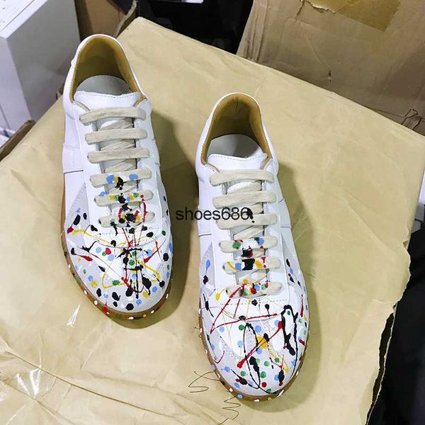 

dexun splash ink graffiti colored lacing cross tie lanvins couple shoes white women's casual low round head small white shoes, Black
