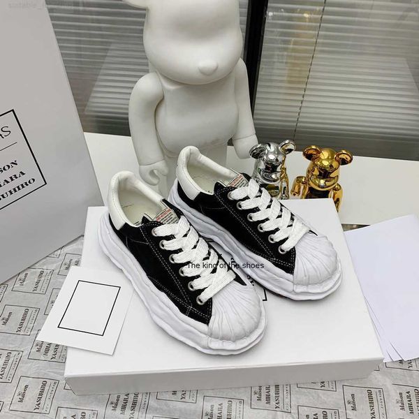 

dissolved shoes mmy mihara yasuhiro shell shoes thick sole black canvas lace up men's and women's casual couples fashion shoes boa