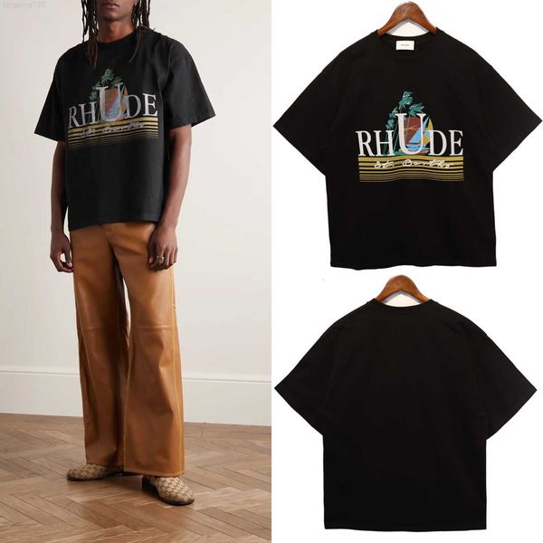 

2023 summerr rhude shirt mens designer t shirt casual man tees short sleeves luxury men hip hop clothes high-quality tshirts breathable tshi, White;black