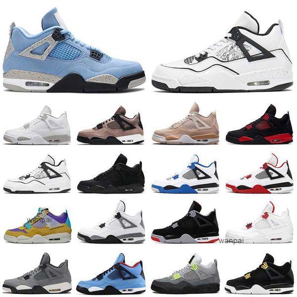 

4 4s men basketball shoes university blue white oreo taupe haze black cat diy shimmer wings womens mens trainers sports sneakers size 36-47