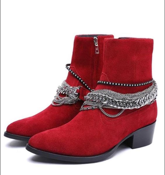 

high new list genuine leather persional men chain boots factory outlet s l p ankle boots8584957, Black