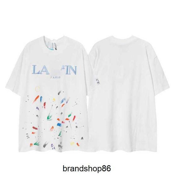 

men's t-shirts ss23 designer lanvins t shirt shorts fashion and women's beige speckle alphabet print trendy trend basic casual loo, White;black