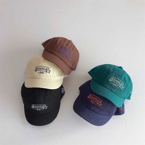 

ball caps children baseball hat summer kids letter peaked cap korean solid color adjustable boy girl sun hats gorras j230504, Blue;gray