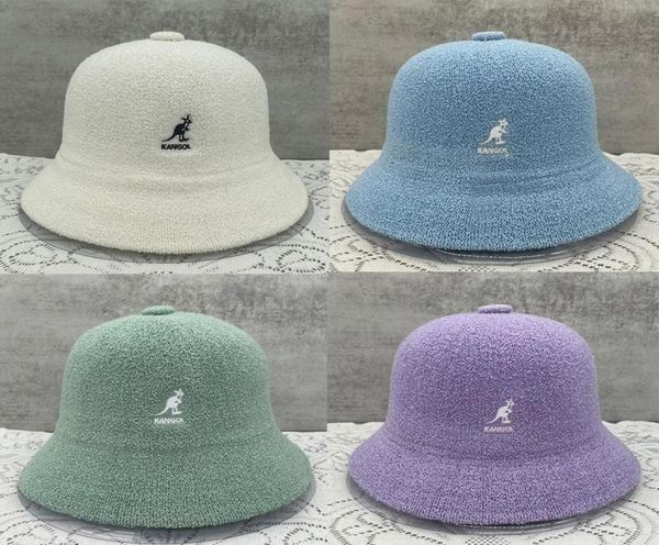 

berets knitted kangaroo bucket hats classic logo kangol female painter hat tide fisherman cap mesh breathable sun hatberets5614919, Blue;gray