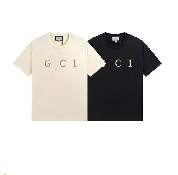 

2023 summer new men's t-shirt men's and women's fashion embroidery letter round neck short sleeve t-shirt couple fashion t-sh, White;black