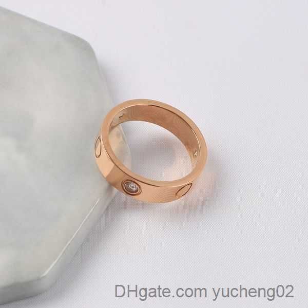 

gold band ring stainless steel love couple rings men women designer screw 3cz stones rings jewelry for lovers lady gift 4 5 6mm never fade m, Silver