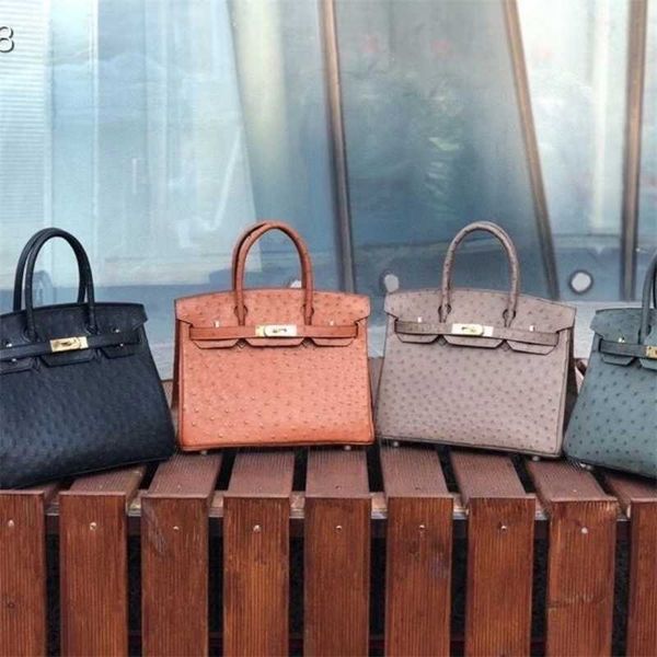 

brand totes bag bk fashion bags ostrich leather classic women's bag handbag file genuine leather fashion bag