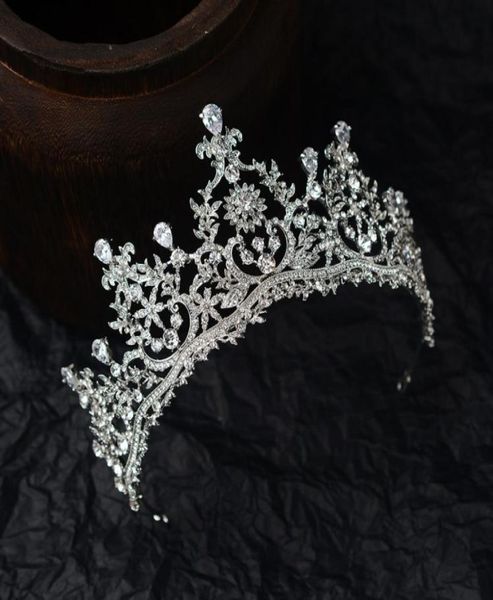 

luxury cz crystal bridal crown wedding tiaras bridal headpieces wedding jewelry bridal hair accessory headwear hairpieces silver4762222, Slivery;golden