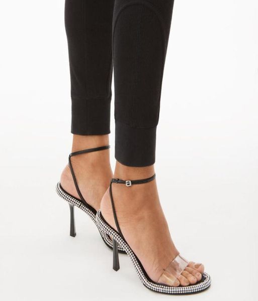 

women shoe 2022 nima 105mm pvc crystal sandals black laceup heels8548624