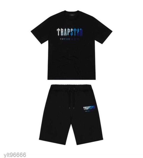 

22ss designer mens trapstar t shirt short sleeve print outfit chenille tracksuit black cotton london streetwear s-2xl, White;black