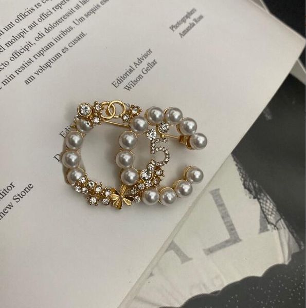

12style simple brand designers brooch women letters brooches suit pin fashion jewelry clothing decoration accessories, Gray