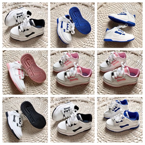 

2023 designer skel low shoes kids shoes bones hi leather boy girl sneakers luxury athletic skeleton blue black pink men women outdoor sports